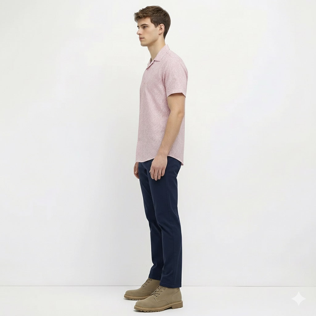 Men Light Pink Printed Casual Shirt