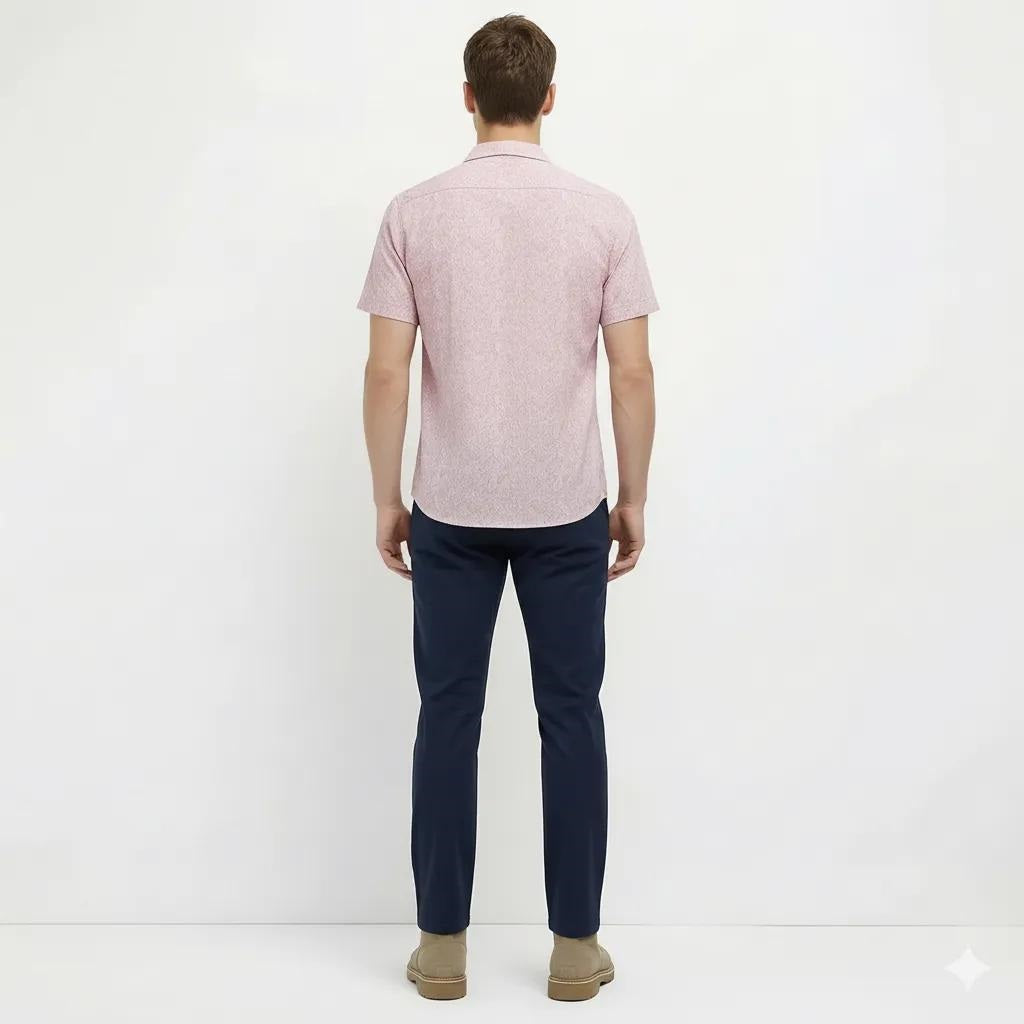 Men Light Pink Printed Casual Shirt