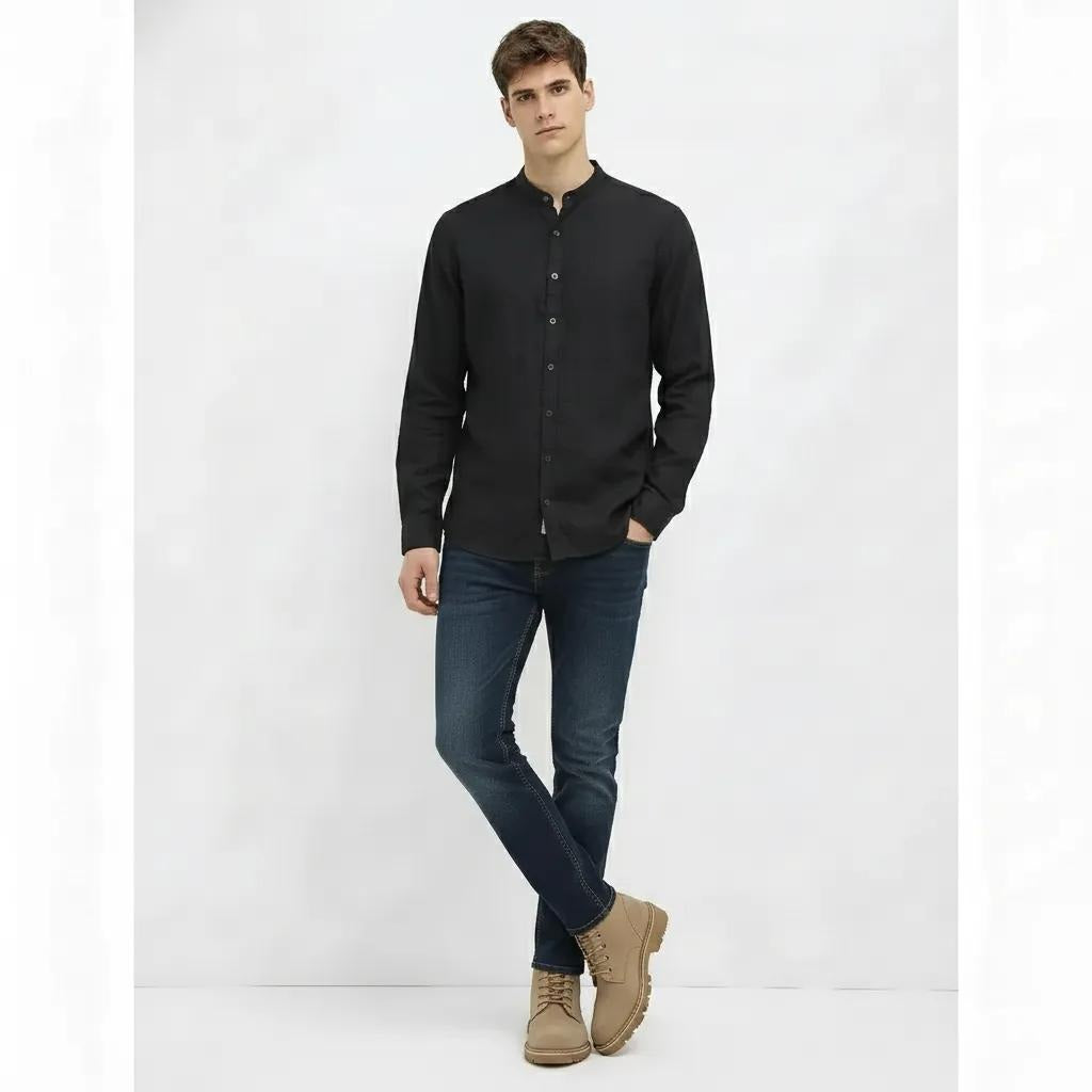 Men Polo Neck Solid Casual Shirt