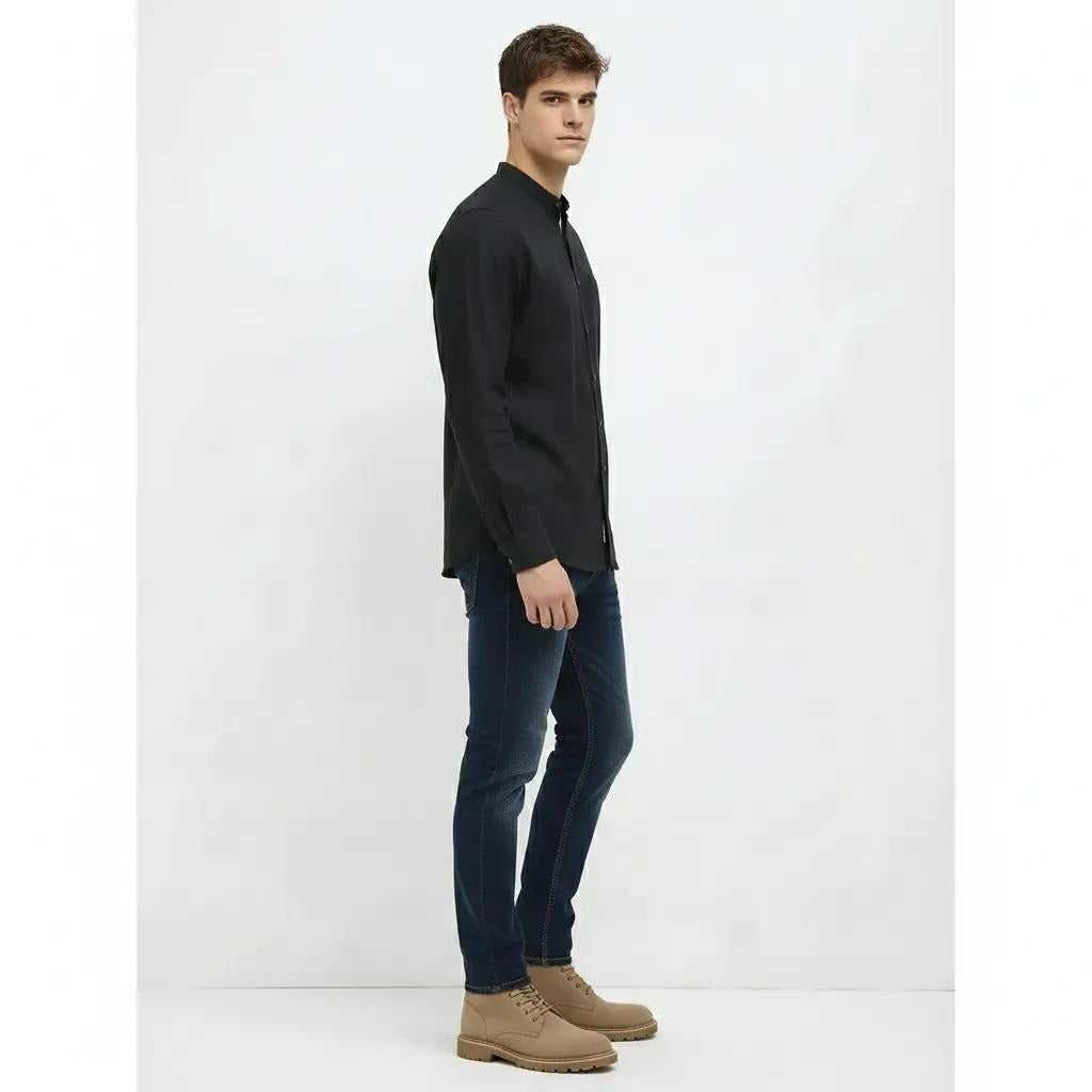 Men Polo Neck Solid Casual Shirt