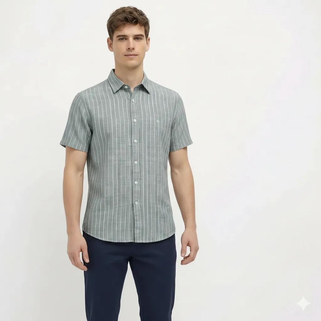 Men Fern Melange Striped Casual Shirt