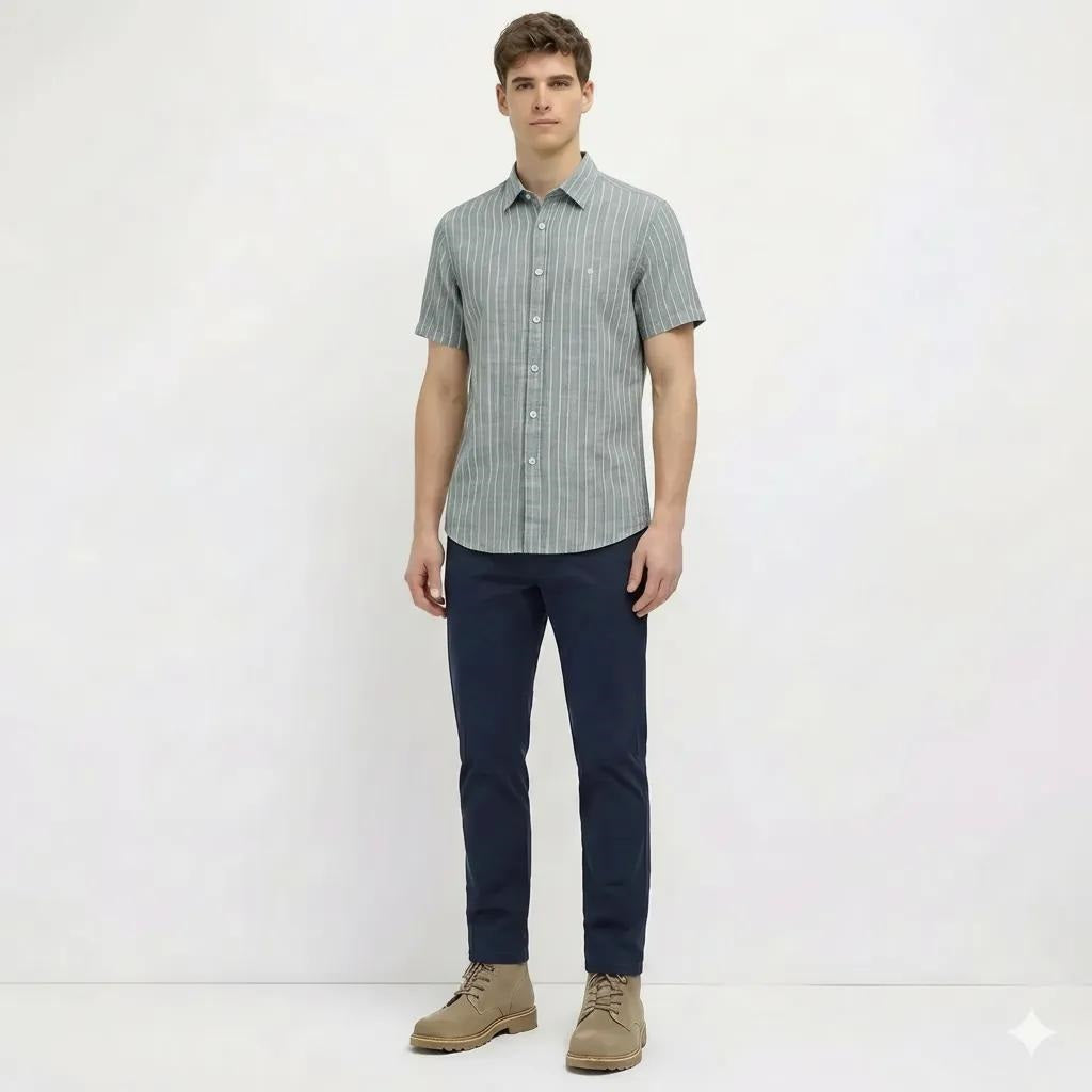 Men Fern Melange Striped Casual Shirt
