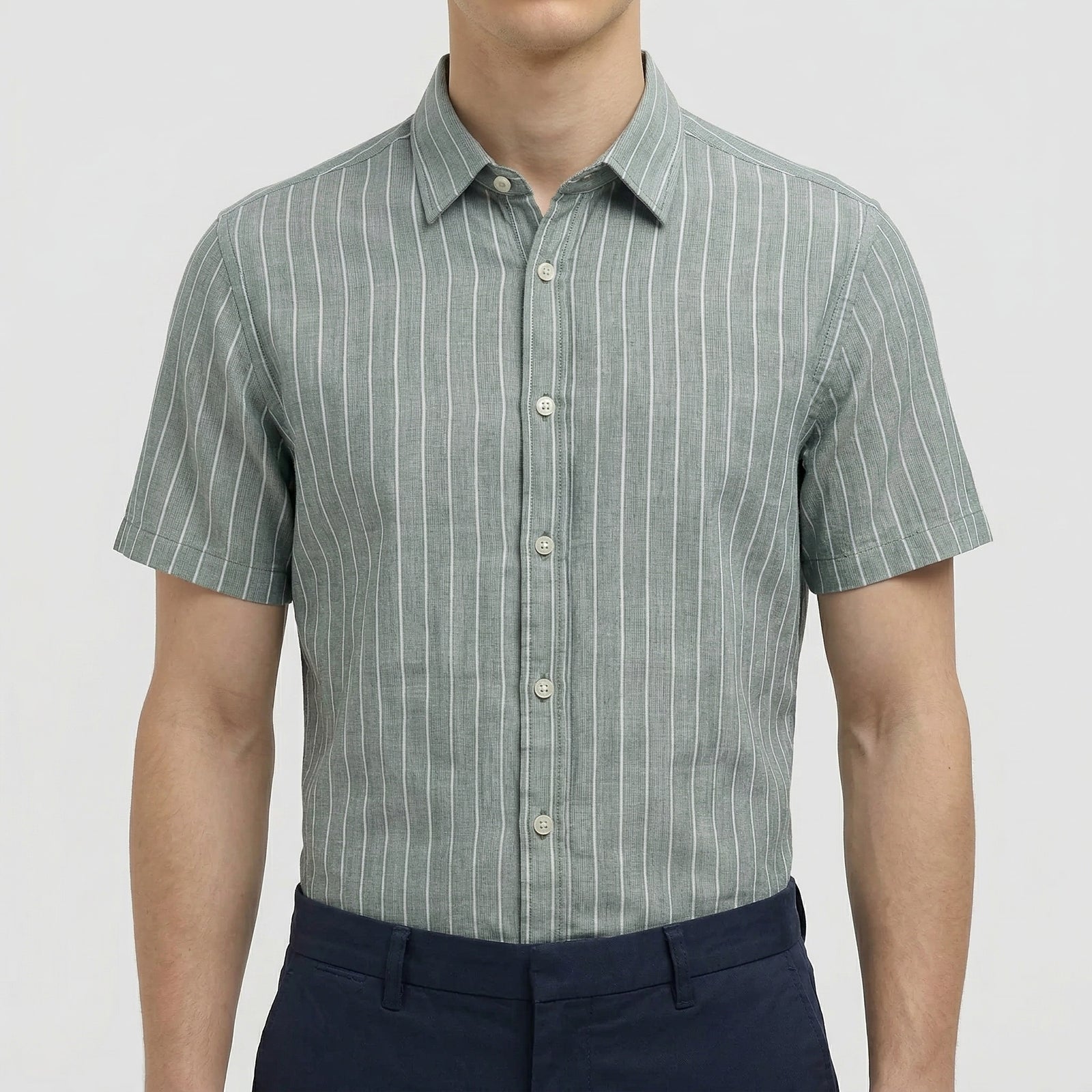Men Fern Melange Striped Casual Shirt