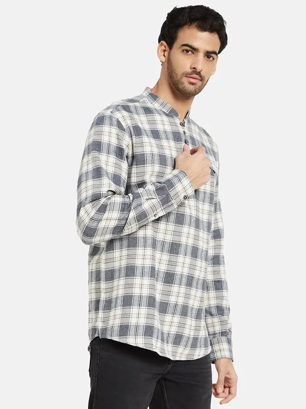 Mettle Men Beige Tartan Checks Opaque Checked Casual Shirt