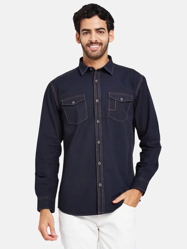 Mettle Men Blue Casual Shirt