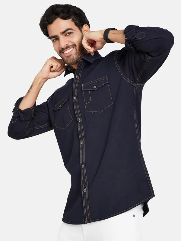 Mettle Men Blue Casual Shirt