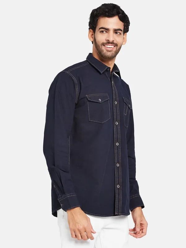 Mettle Men Blue Casual Shirt