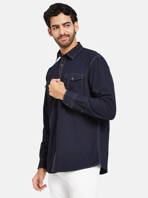 Mettle Men Blue Casual Shirt