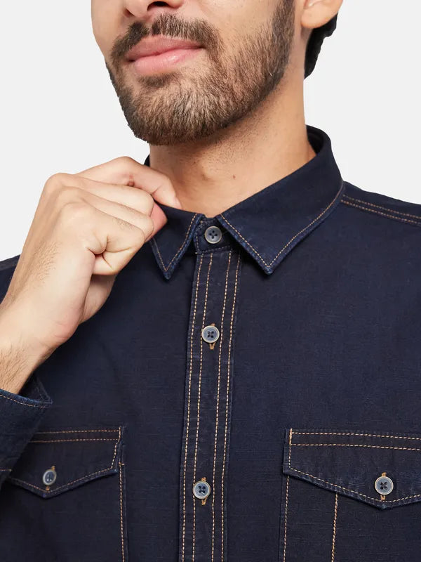 Mettle Men Blue Casual Shirt