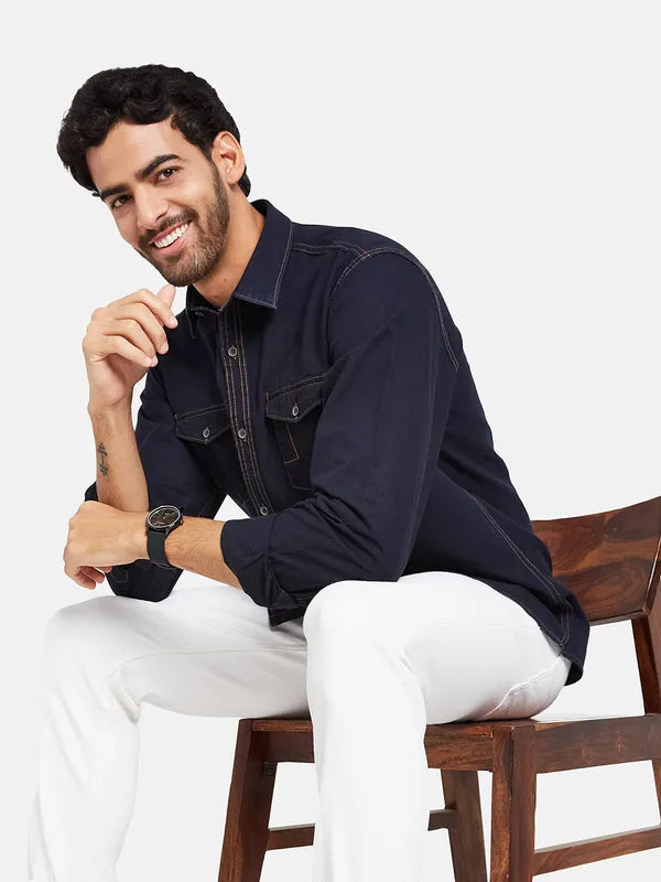 Mettle Men Blue Casual Shirt