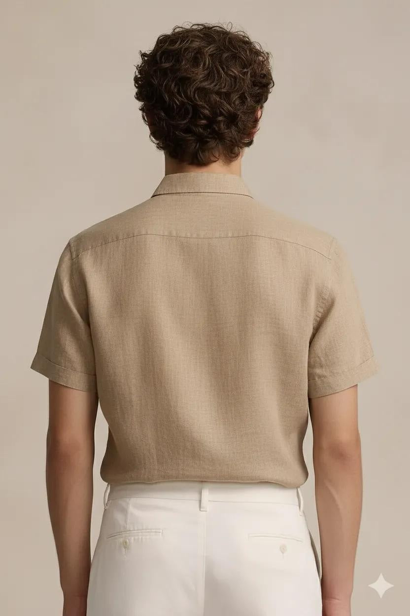 Men Natural Polo Neck Solid Casual Shirt