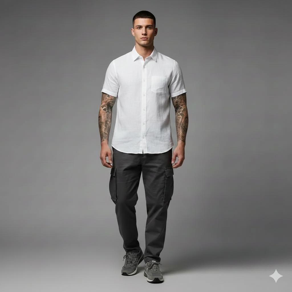 Men White Casual Shirt