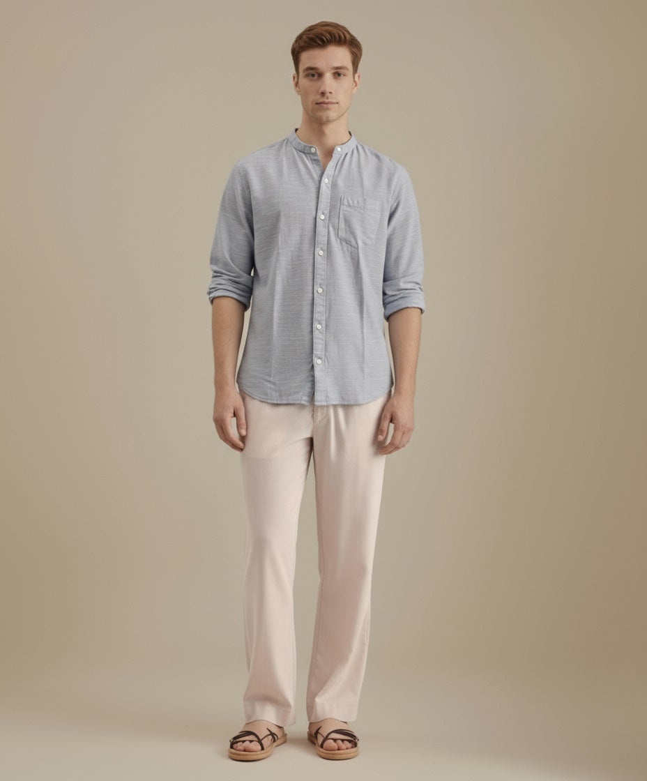 Mettle Men Casual Solid Polo Neck Shirt