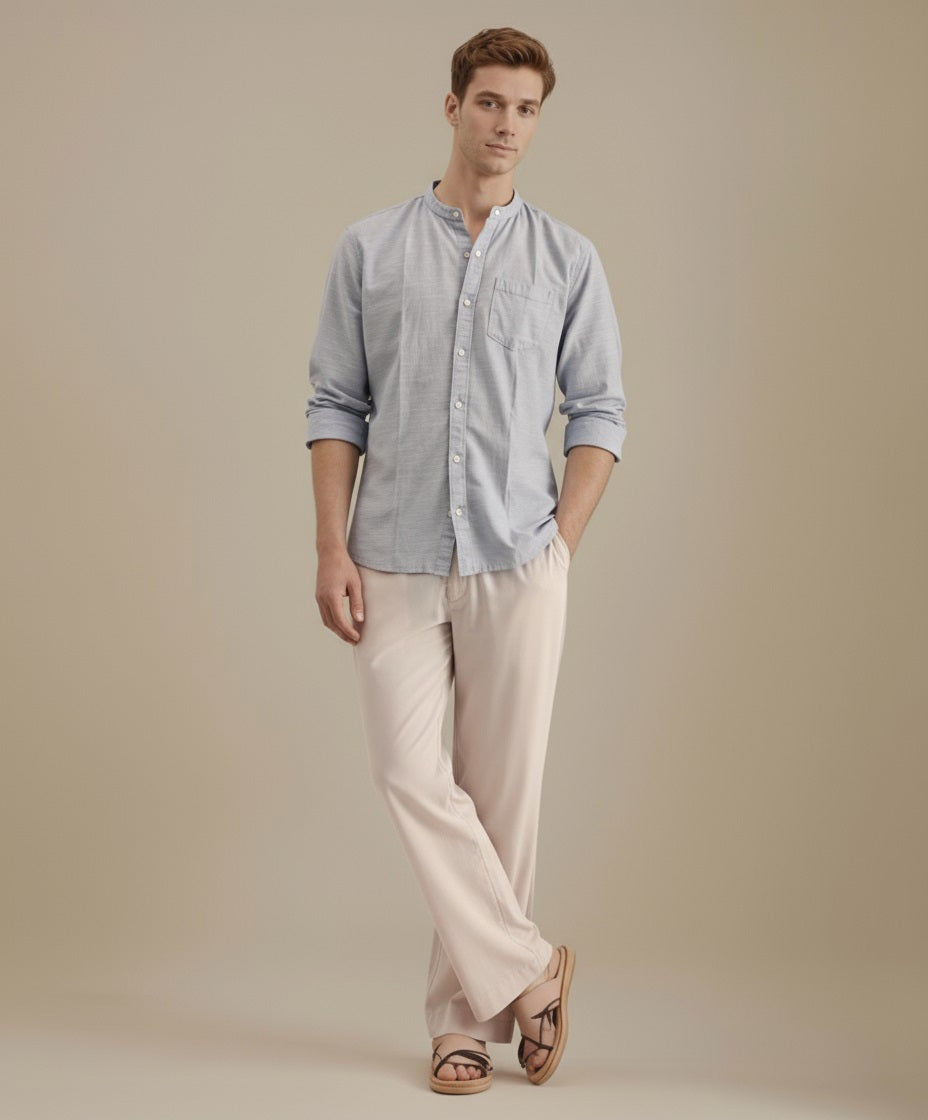 Mettle Men Casual Solid Polo Neck Shirt