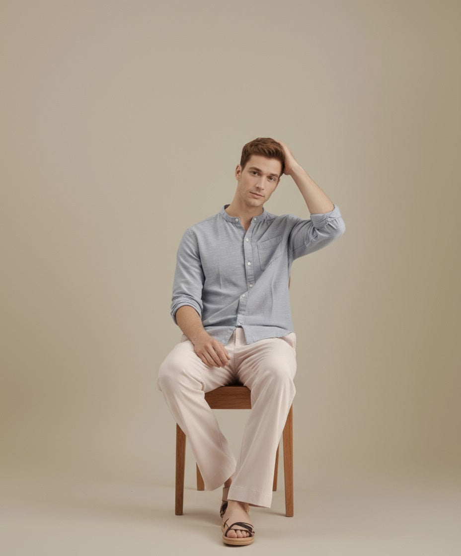 Mettle Men Casual Solid Polo Neck Shirt