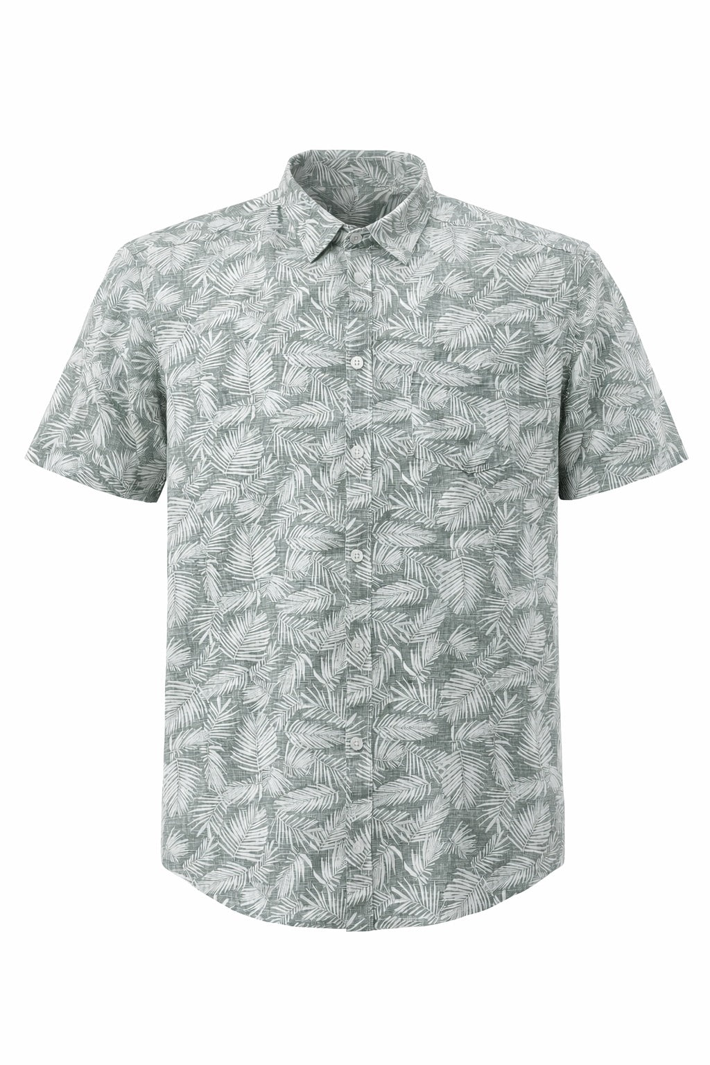 Men Mint Floral Printed Spread Collar Cotton Casual Shirt