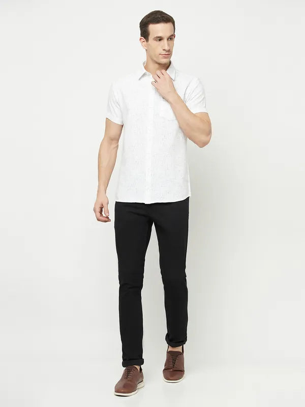 Mettle Men White Printed Casual Shirt