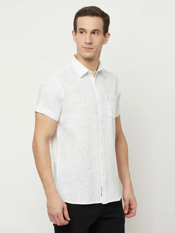 Mettle Men White Printed Casual Shirt