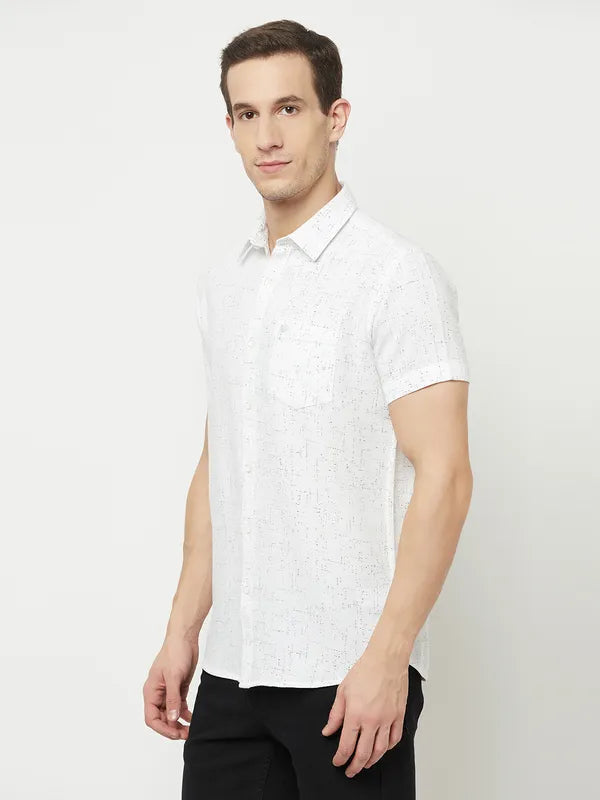 Mettle Men White Printed Casual Shirt