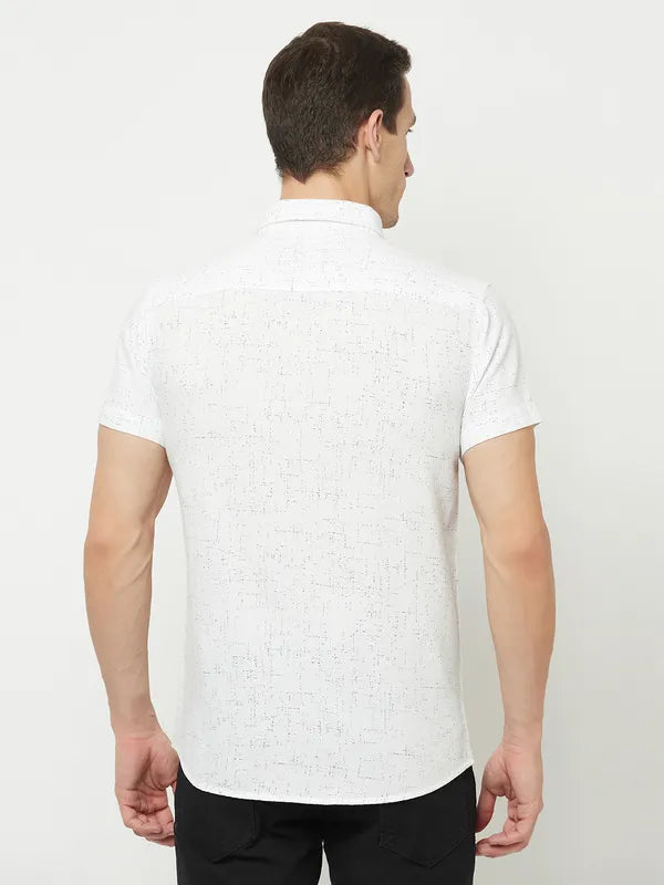 Mettle Men White Printed Casual Shirt