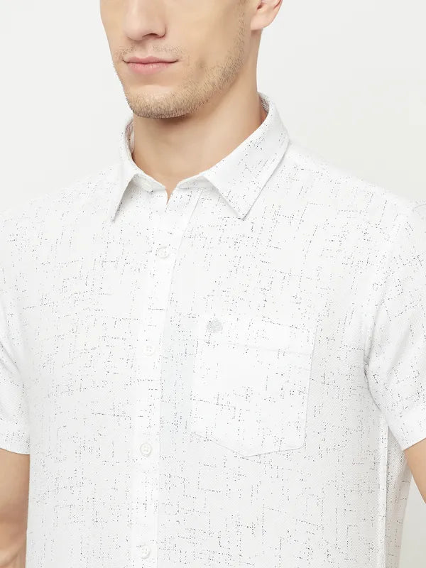 Mettle Men White Printed Casual Shirt