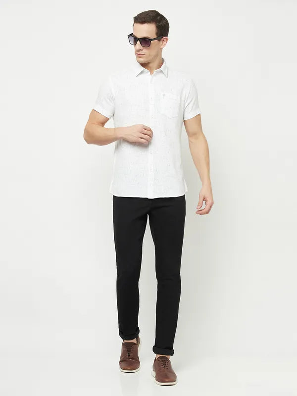 Mettle Men White Printed Casual Shirt