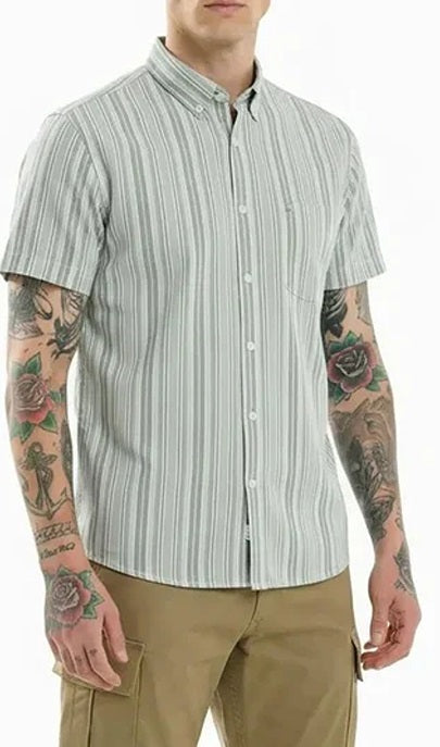 METTLE Men Fern Multi Stripes Striped Casual Shirt