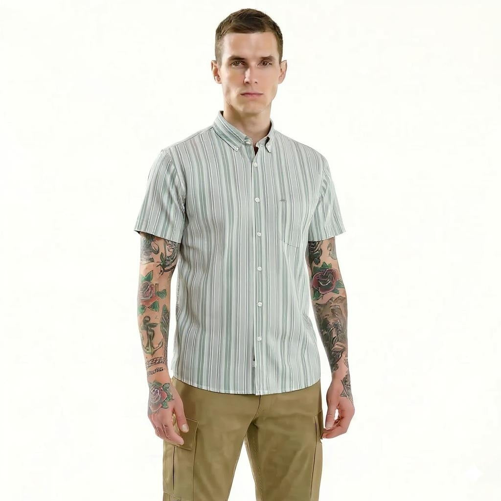 METTLE Men Fern Multi Stripes Striped Casual Shirt