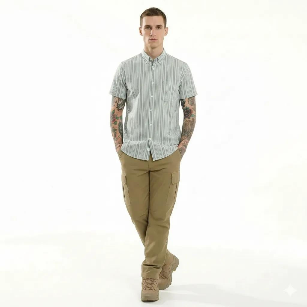 METTLE Men Fern Multi Stripes Striped Casual Shirt