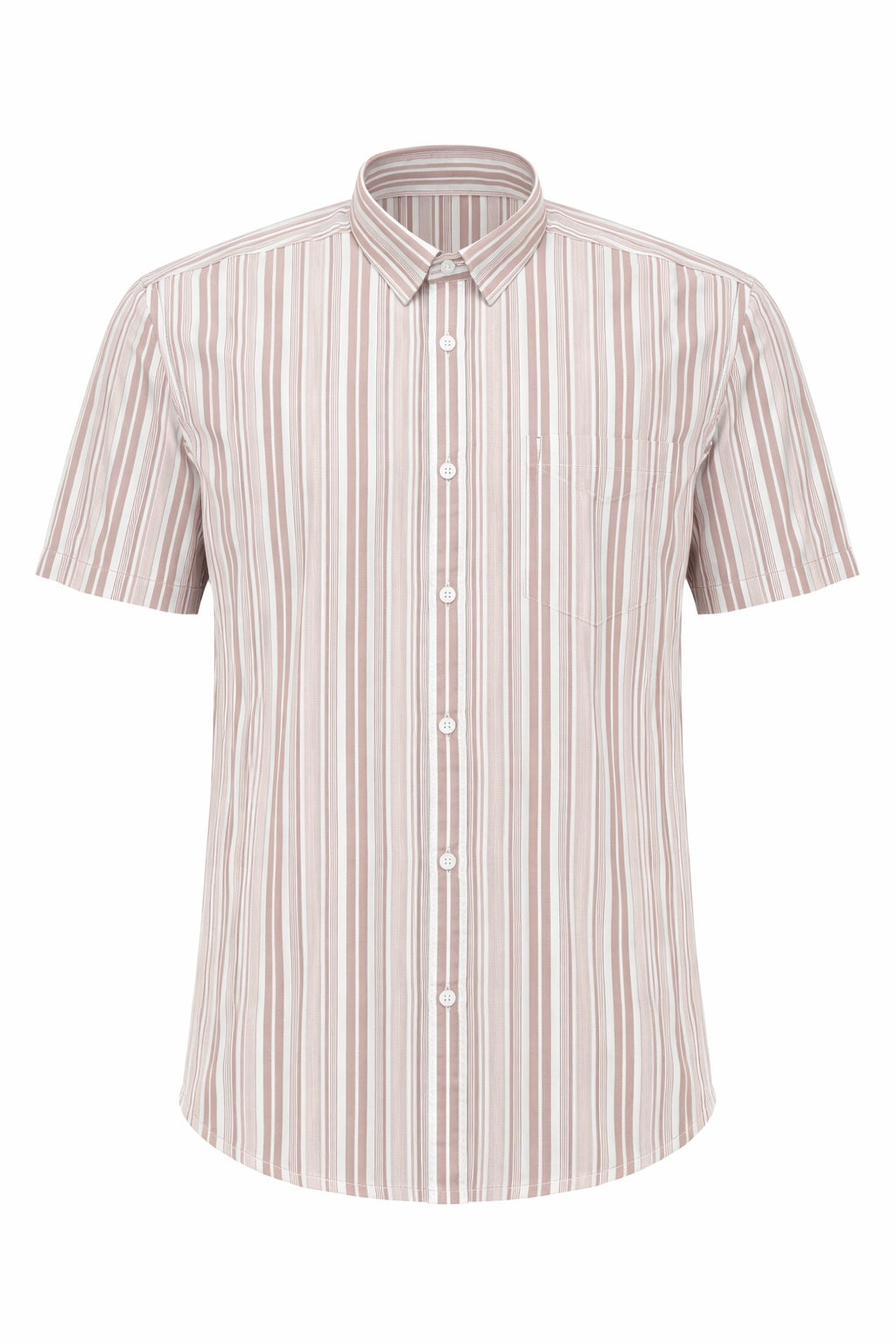 Men Wood Rose Striped Spread Collar Cotton Casual Shirt