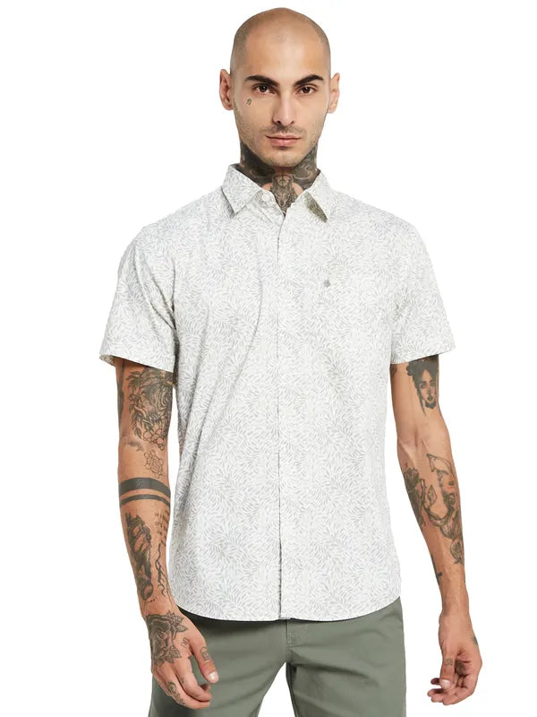 Mettle Floral Printed Short Sleeve Cotton Casual Shirt