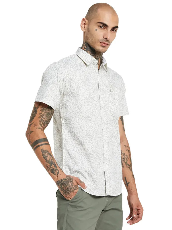 Mettle Floral Printed Short Sleeve Cotton Casual Shirt