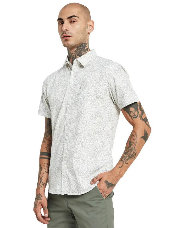 Mettle Floral Printed Short Sleeve Cotton Casual Shirt