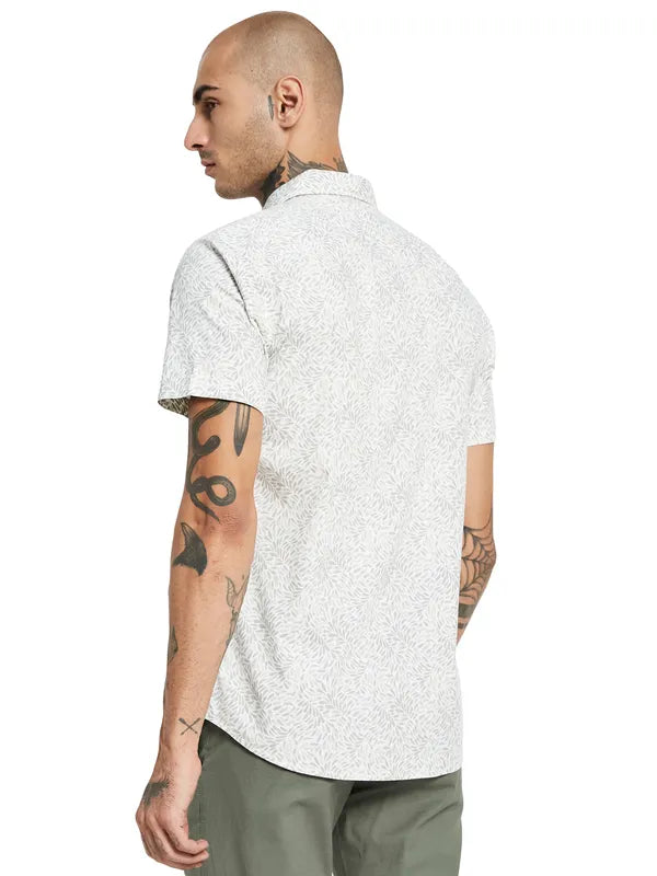 Mettle Floral Printed Short Sleeve Cotton Casual Shirt