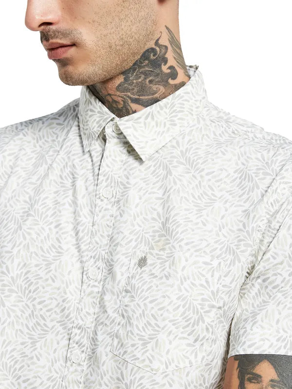 Mettle Floral Printed Short Sleeve Cotton Casual Shirt