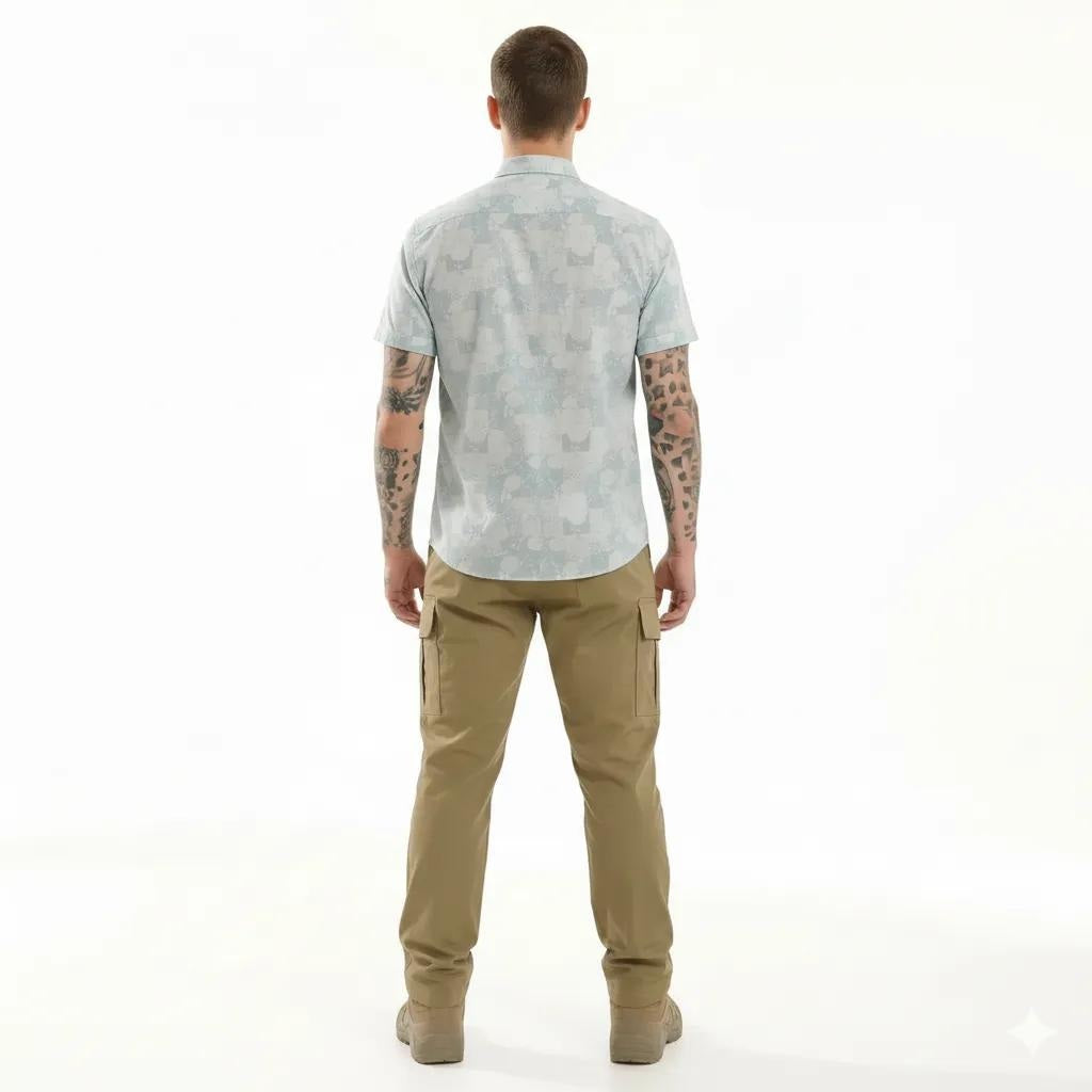METTLE Men Light Teal Colourblocked Casual Shirt