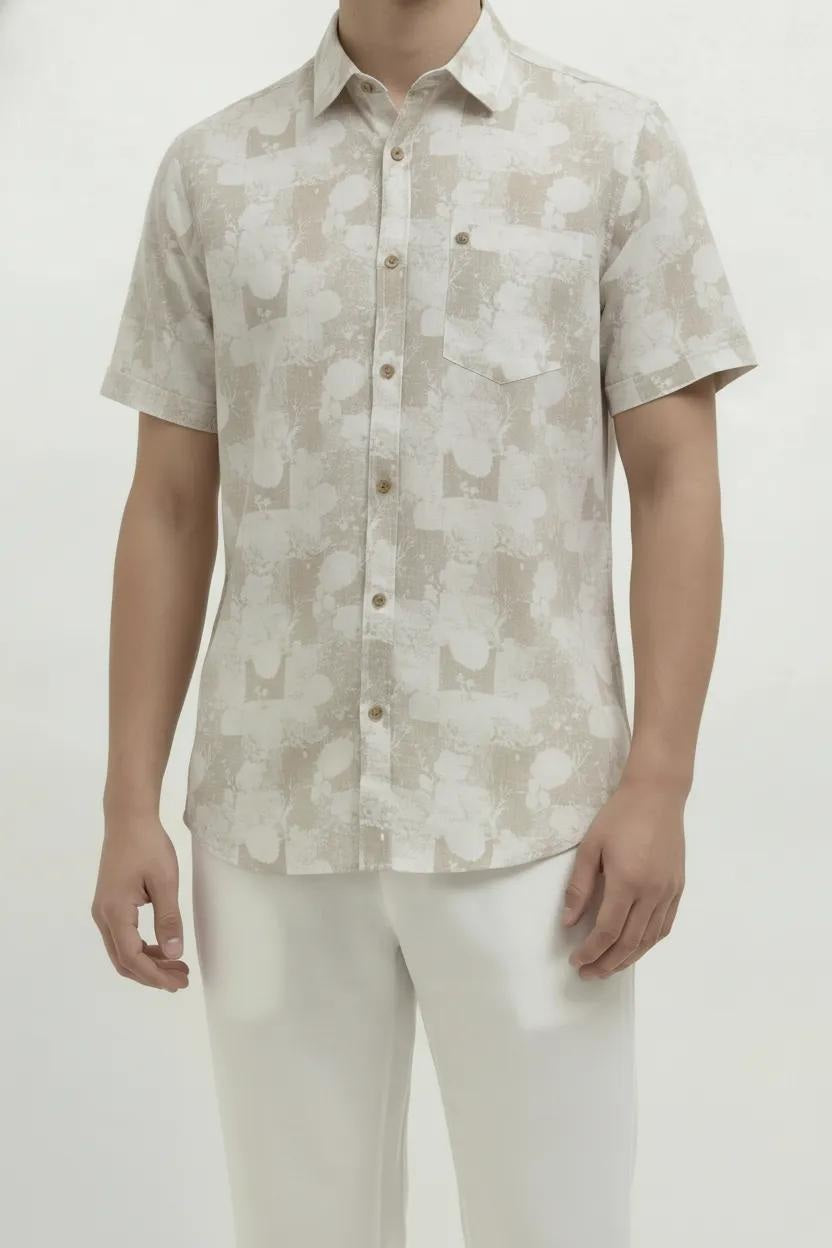 Men Natural Colourblocked Casual Shirt