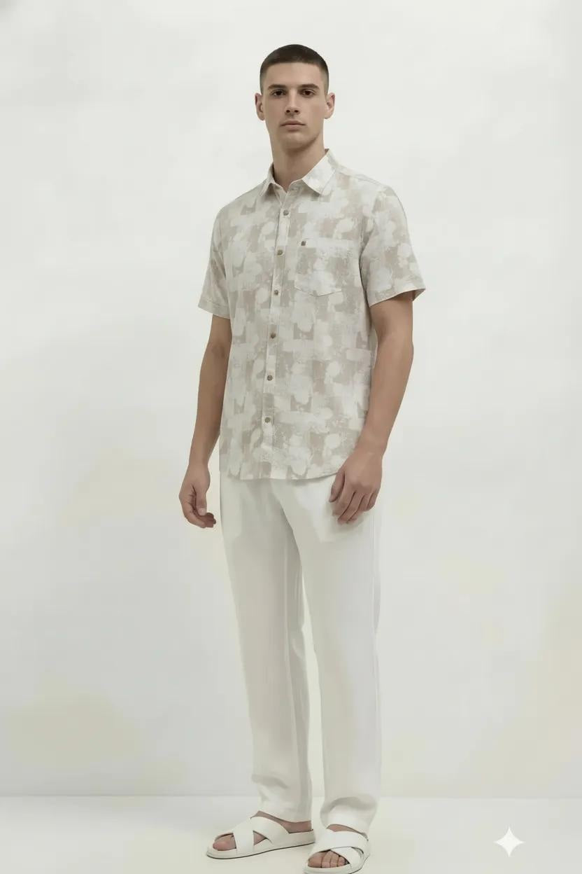 Men Natural Colourblocked Casual Shirt