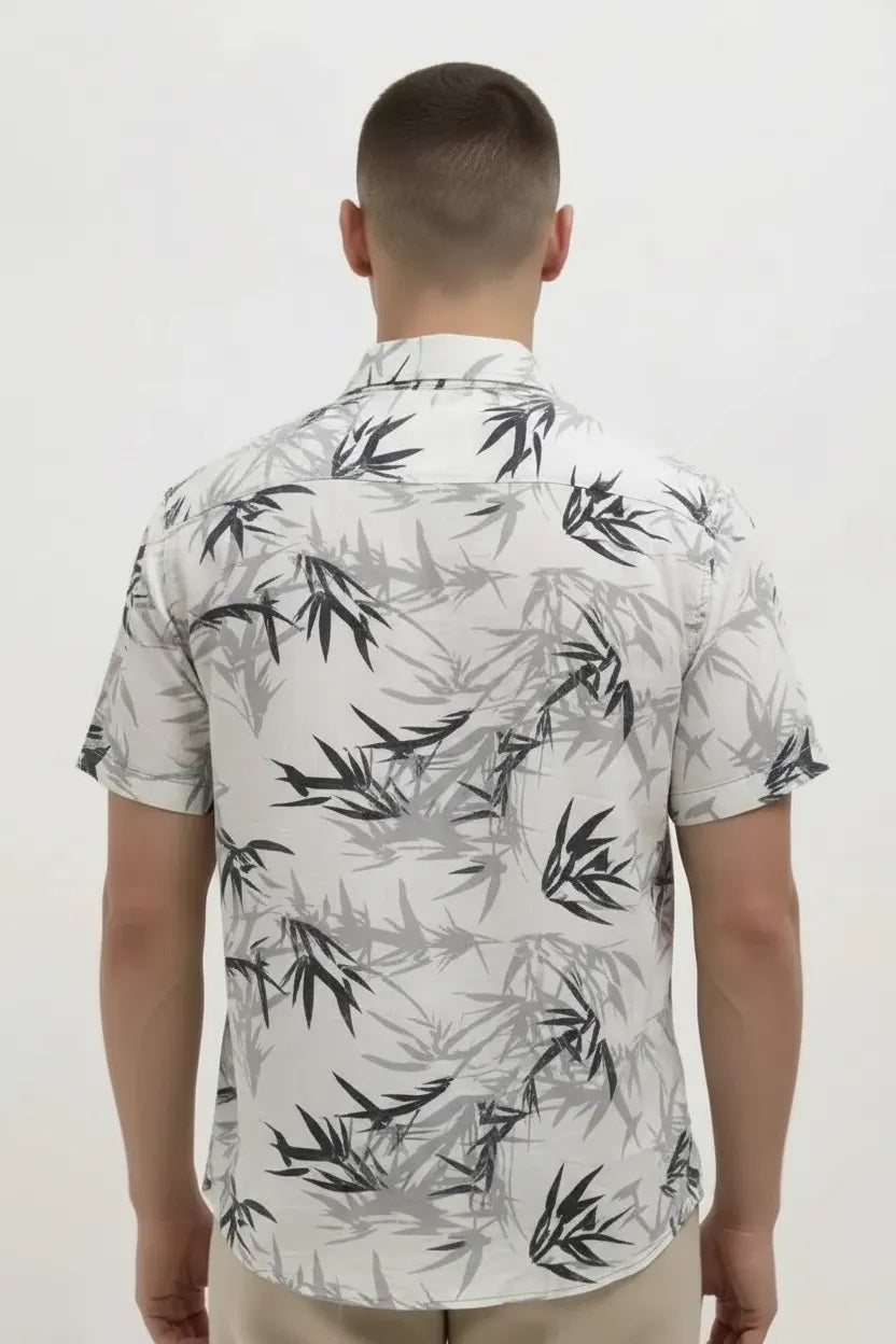 Men White Printed Casual Shirt