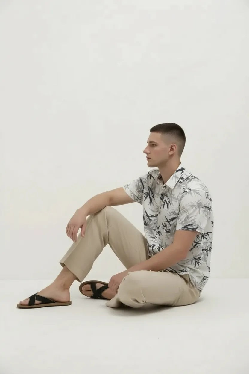 Men White Printed Casual Shirt