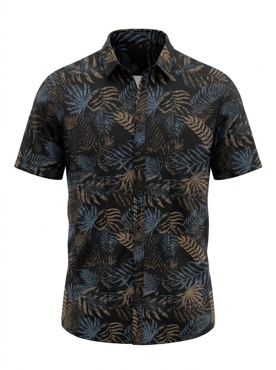Men Black Graphic Print  Polo Neck Shirt