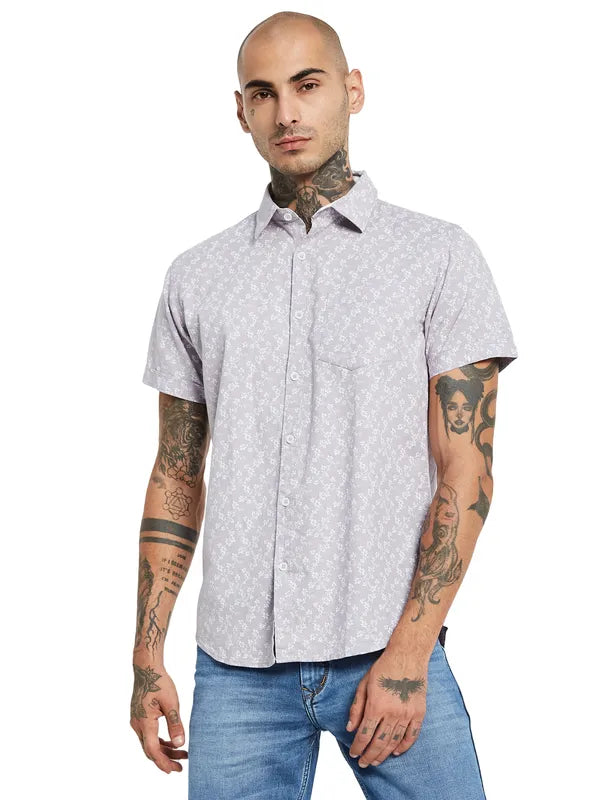 Mettle Micro Ditsy Floral Printed Spread Collar Opaque Casual Shirt