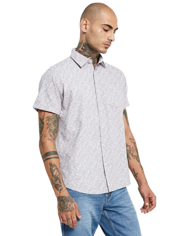 Mettle Micro Ditsy Floral Printed Spread Collar Opaque Casual Shirt