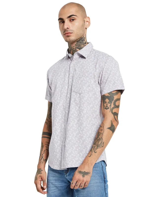 Mettle Micro Ditsy Floral Printed Spread Collar Opaque Casual Shirt