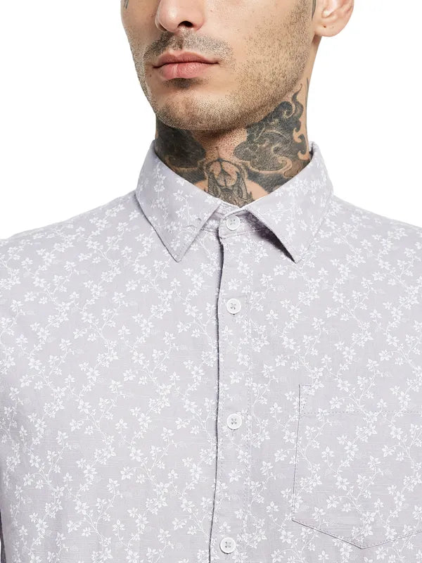 Mettle Micro Ditsy Floral Printed Spread Collar Opaque Casual Shirt