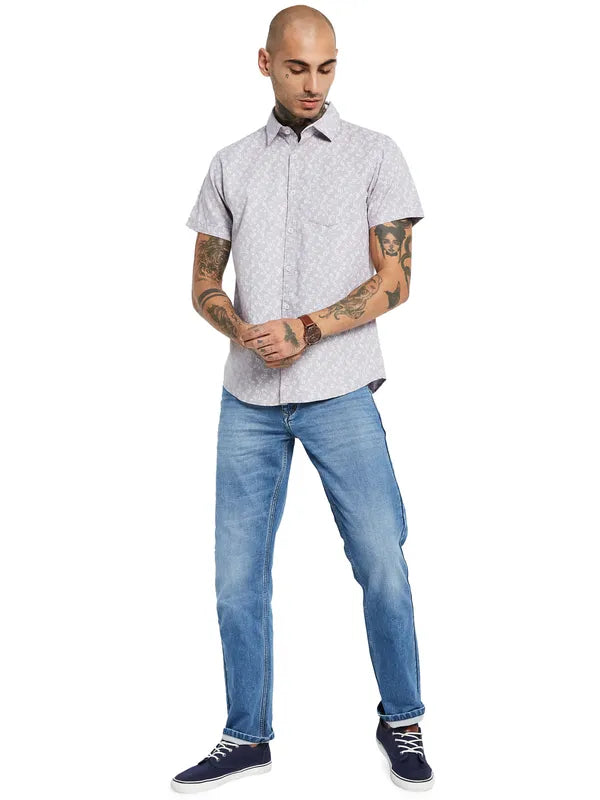 Mettle Micro Ditsy Floral Printed Spread Collar Opaque Casual Shirt