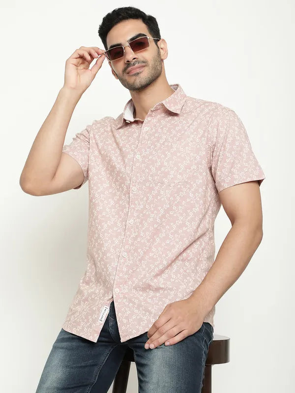 Mettle Men Floral Printed Cotton Casual Shirt