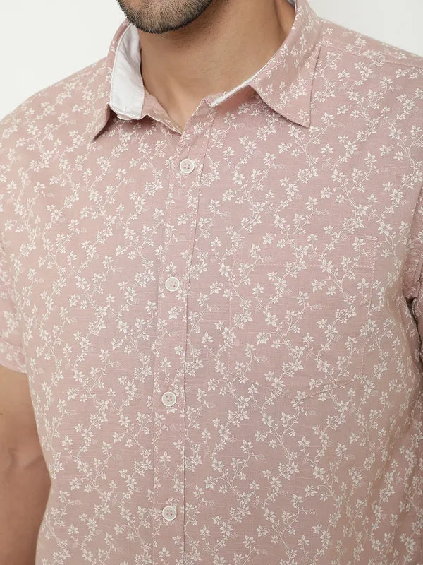 Mettle Men Floral Printed Cotton Casual Shirt