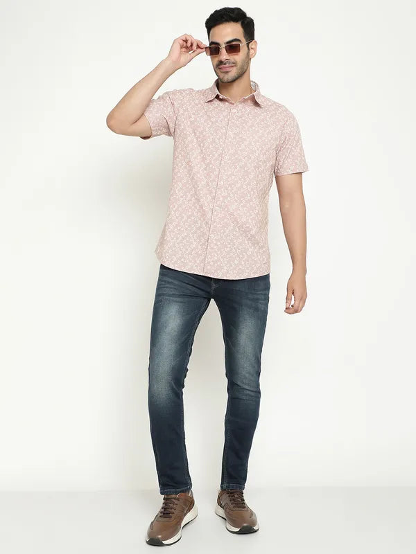 Mettle Men Floral Printed Cotton Casual Shirt