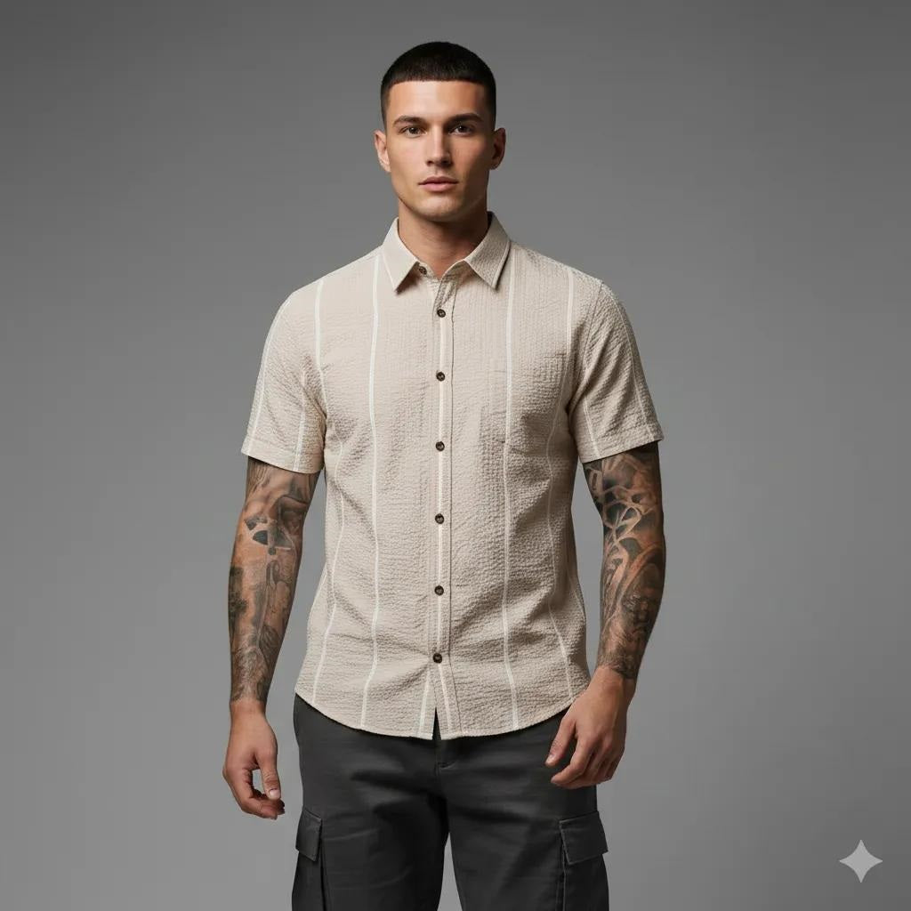 Men Espresso Striped Casual Shirt